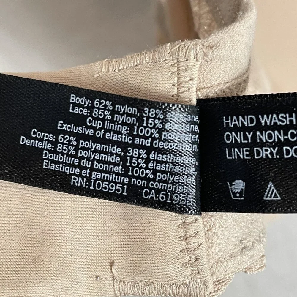 Natori T-Shirt Bra Womens 34D Beige Lace Underwire Lightly‎ Lined Microfiber